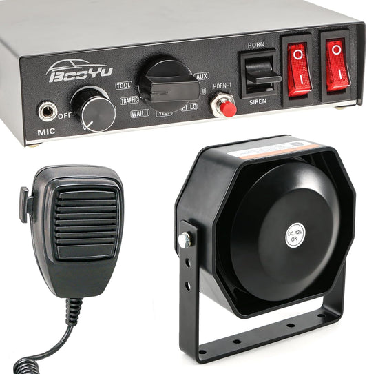 9 Tone 12V 200W Warning Emergency Siren PA System [Slim Speaker}