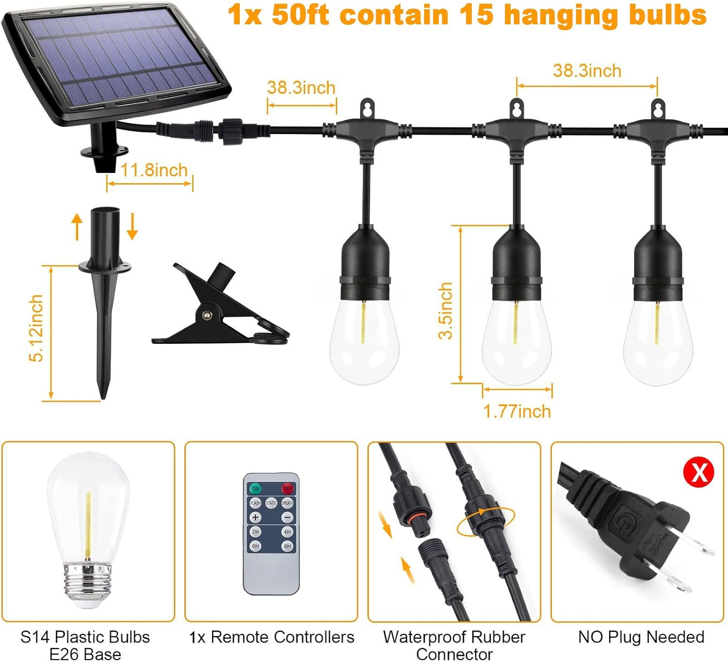 Solar String Led Lights 50 Feet