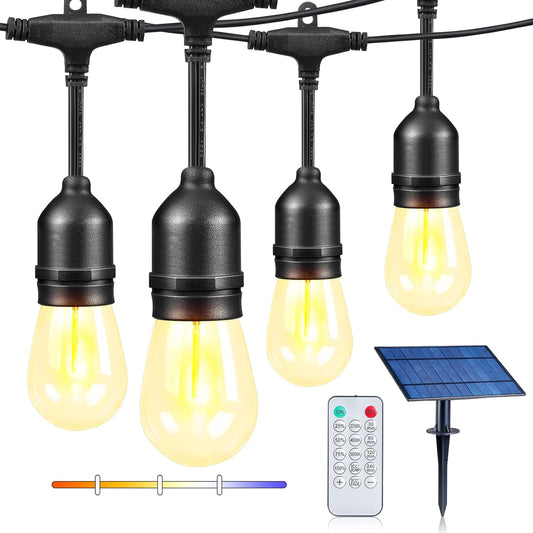 Solar String Led Lights Remote Control, 48FT Dimmable