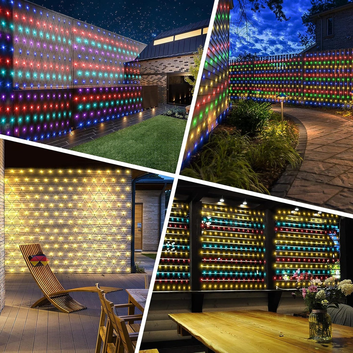 Solar Led Net String Lights Mesh  15 x 5ft with Remote 4 Colors