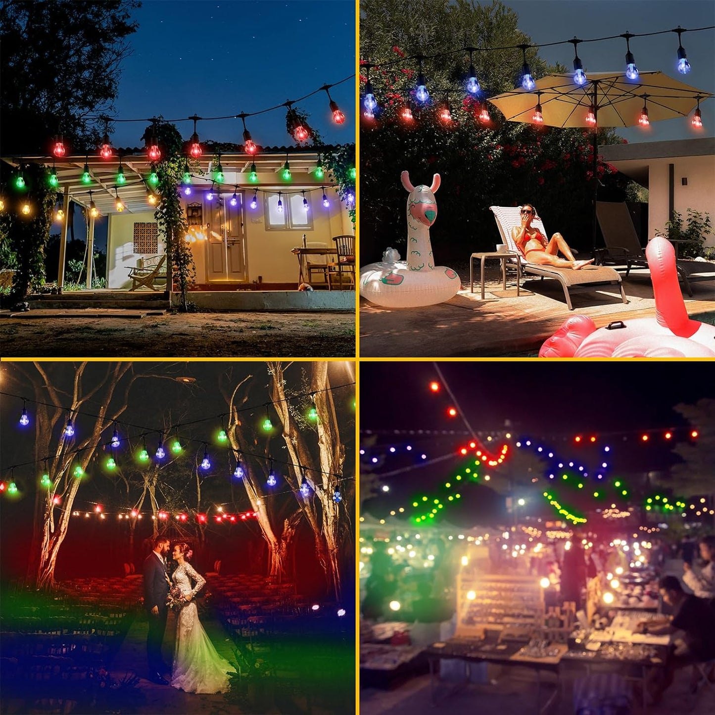 RGB Solar String Lights, 48FT Dimmable