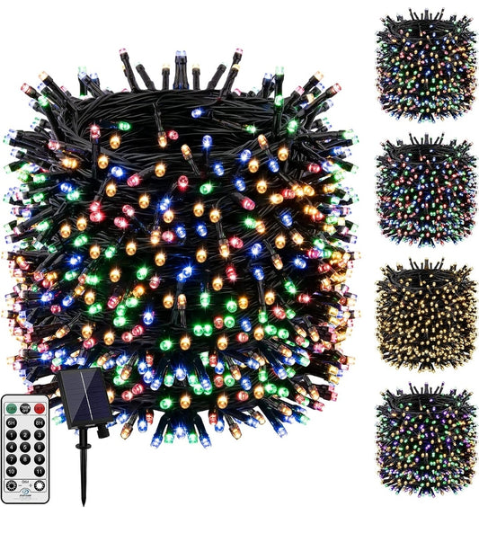 Solar String Christmas Led Lights 100 feet, 300 Leds and 11 modes with Control Remote