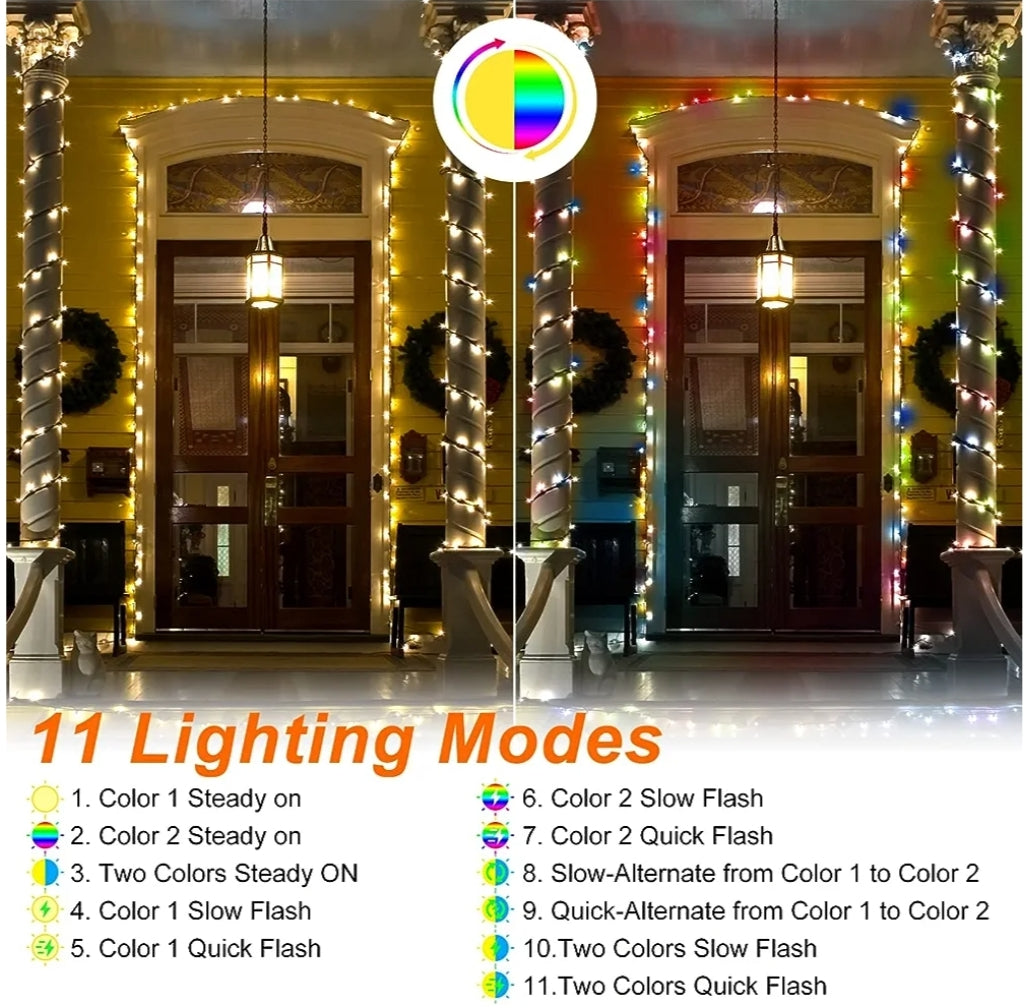 Solar String Christmas Led Lights 100 feet, 300 Leds and 11 modes with Control Remote