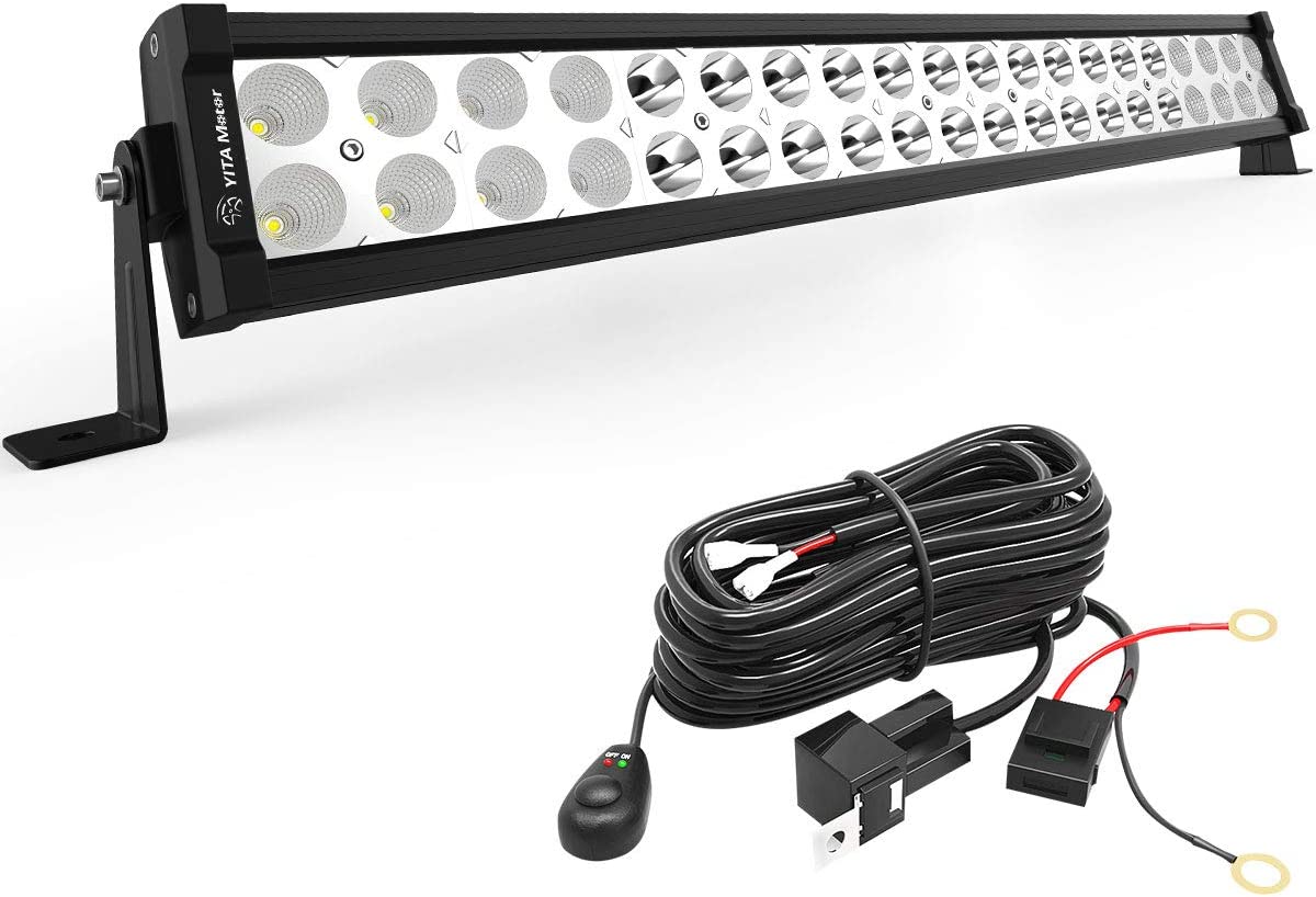 YITAMOTOR 22 Inch Light Bar Offroad Spot Flood Combo Led Bar Dual Row LED Work Light with Wiring Harness