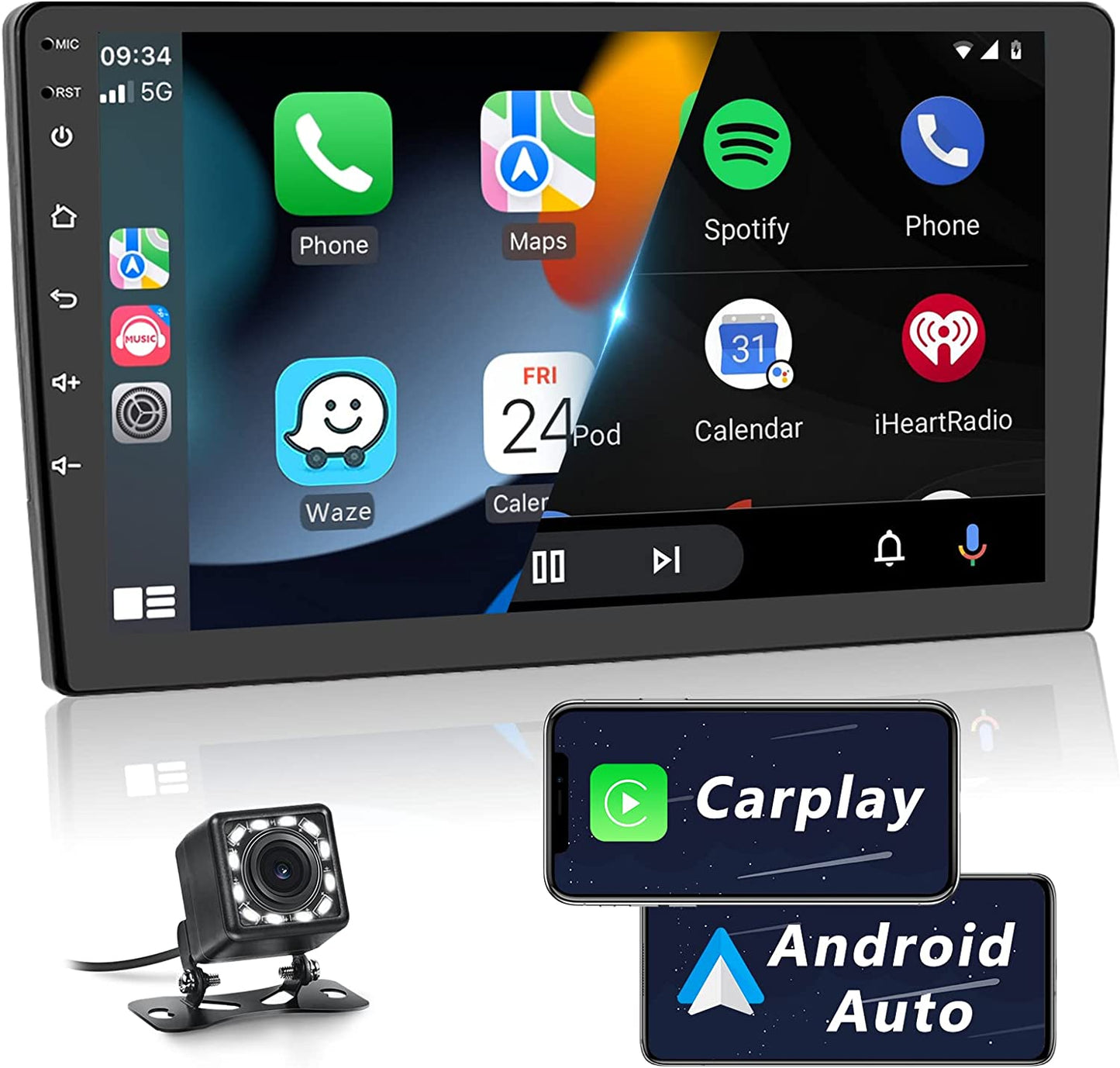 10 inch Double Din Android Touch Screen Media Player Carplay Android Auto GPS Wifi Reverse Camera