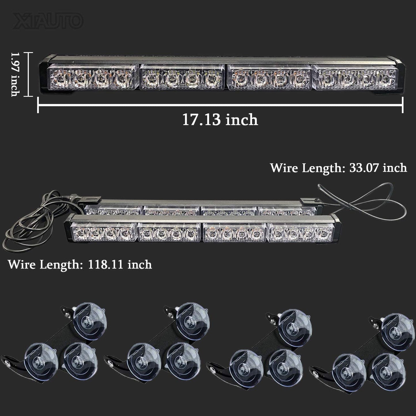 LED Traffic Advisor Strobe Light Bars 32-LED 2 in 1