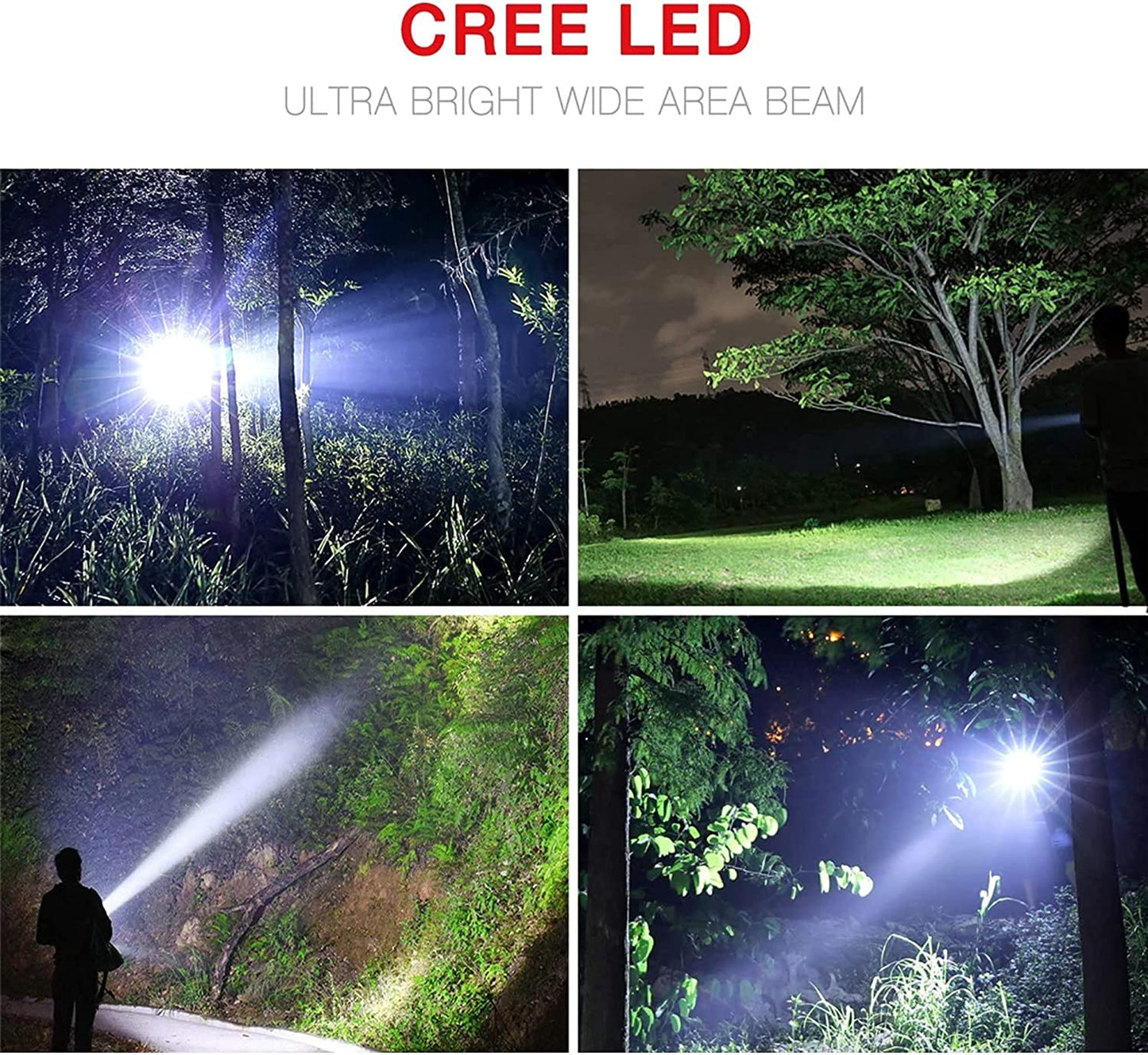 Flashlight Outdoor Super Bright High Lumen XML T6 LED Light with 3 AAA bateries