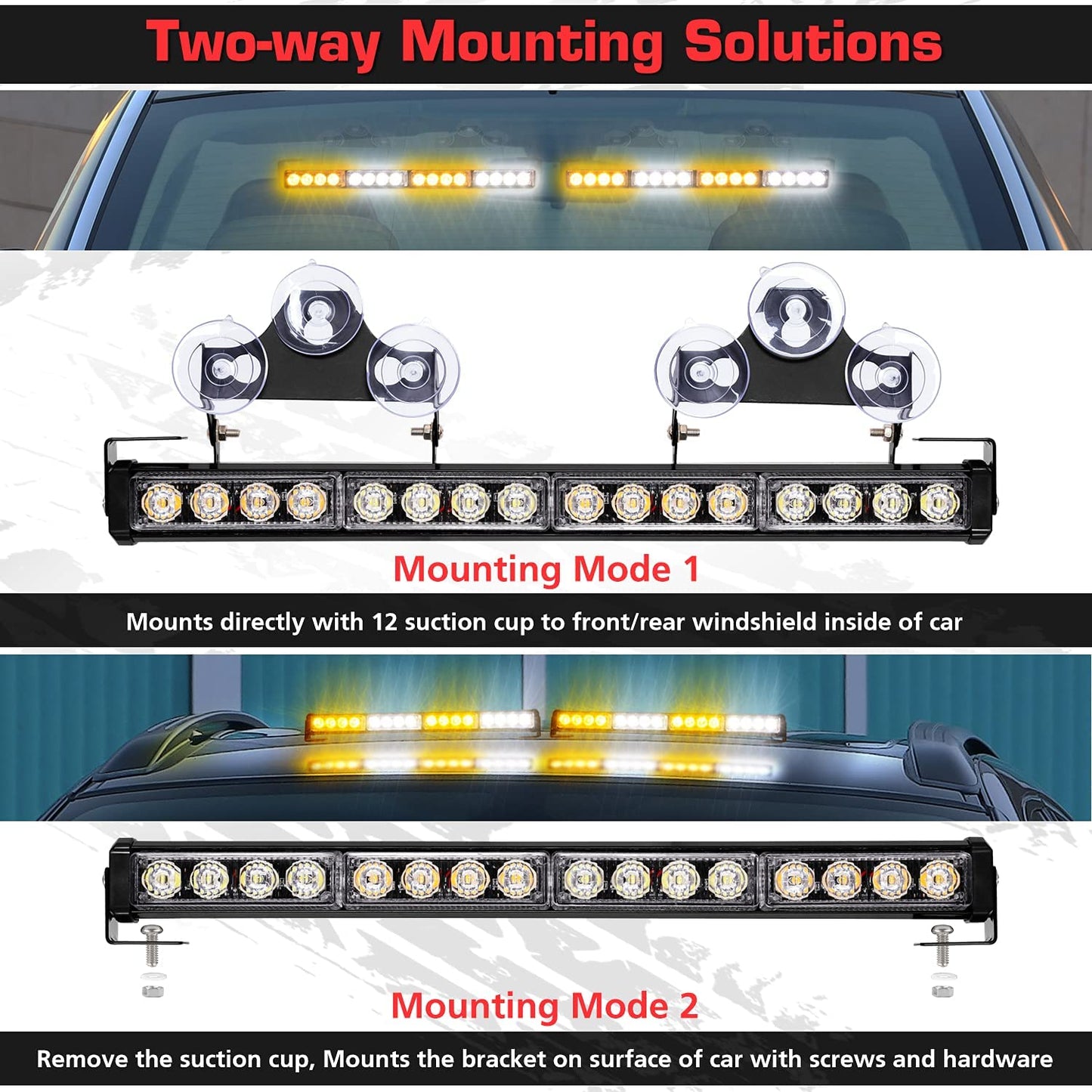 LED Traffic Advisor Strobe Light Bars 32-LED 2 in 1