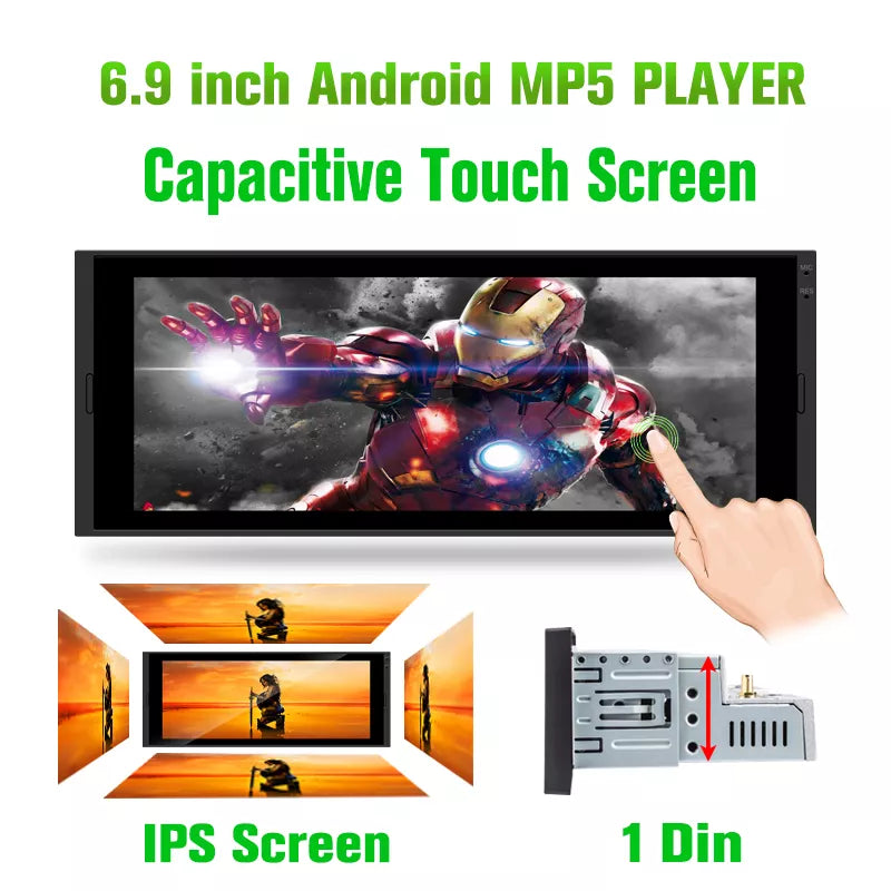 Universal 1din Auto Radio Android Multimedia Player 6.9 inch Touch Screen 1  Din Car Stereo Video GPS Navigation WiFi Bluetooth