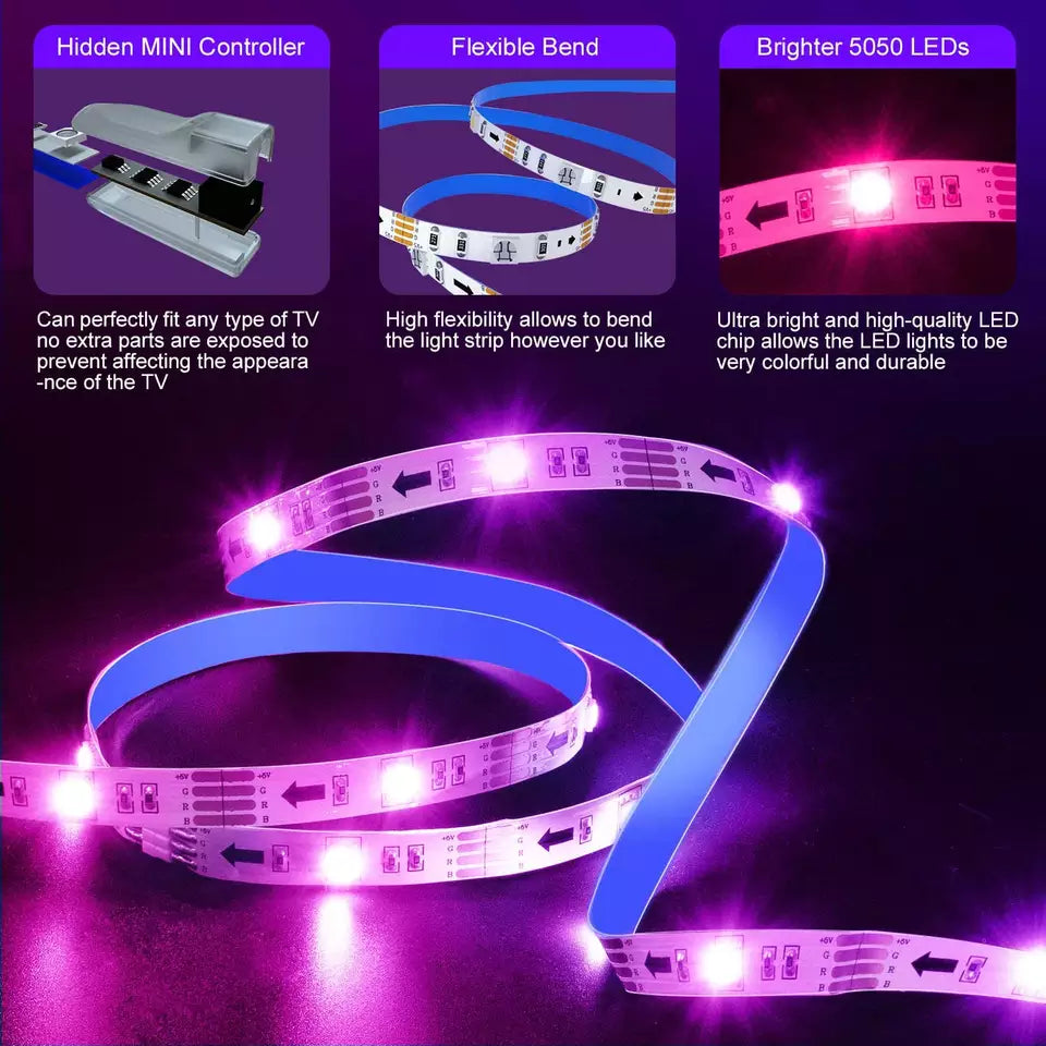 USB MUSIC LED Strip light 6.6ft, 2M music voice Control, USB Powered LED Light Strip with RF Remote