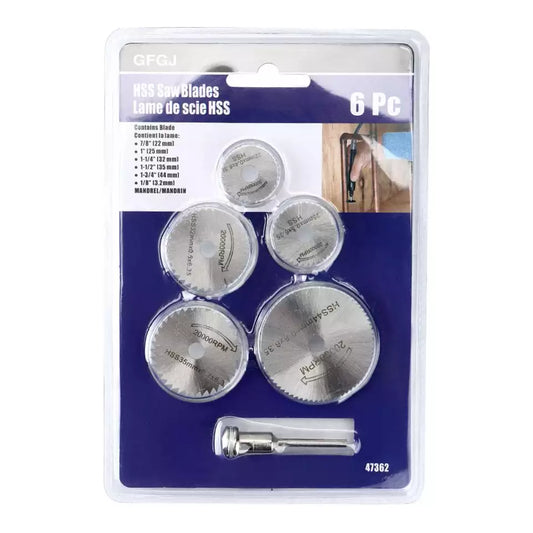6pc 1/8" High Speed Steel Saw Disc Wheel Cutting Blades with Mandrels for Rotary Tools