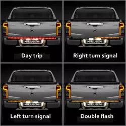 60 in LED Tailgate Light Bar Strip Red Yellow Switchback, Sequential Turn Signal, Strobe (Flashing) Brake Light, Tail Light Kit