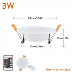 3W Dimmable RGB LED Recessed Ceiling Downlight Lamp with 24key Remote control 16Colors High Power For Home Shop Decor