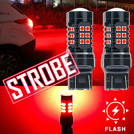 7443, 7440 Red LED Strobe Flashing Safety Alert Bright Brake Tail Light